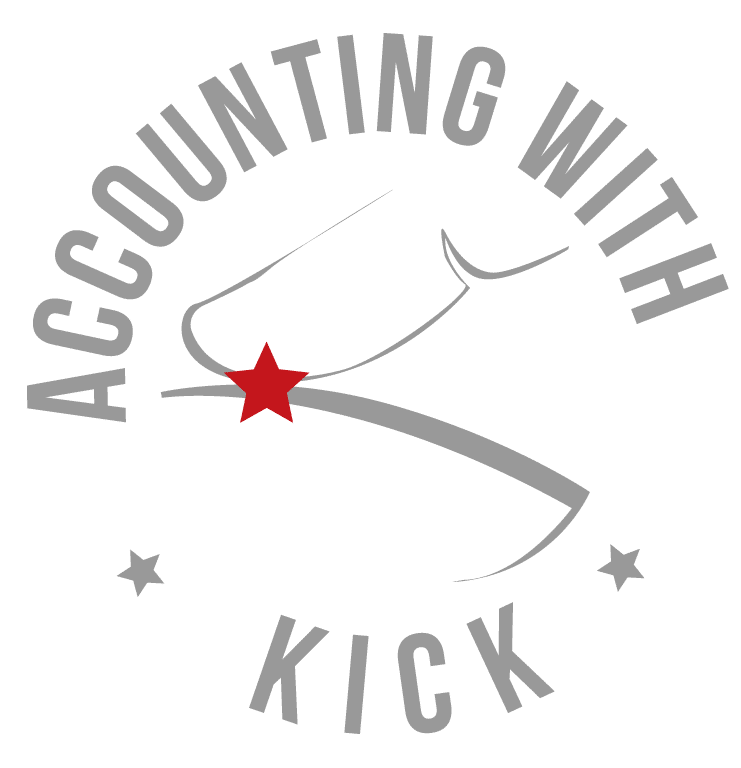 Accounting with kick icon