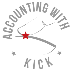 Accounting with kick icon